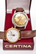 TWO GENTS CERTINA WRISTWATCHES, the first a hand wound movement, gold tone dial signed 'Certina
