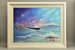 PHILIP GRAY (IRELAND 1959) 'QUEEN MARY II', an ocean liner with Sydney Opera house to the