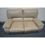 A LA Z BOY TWO SEATER MANUAL RECLINER (stains to seat)