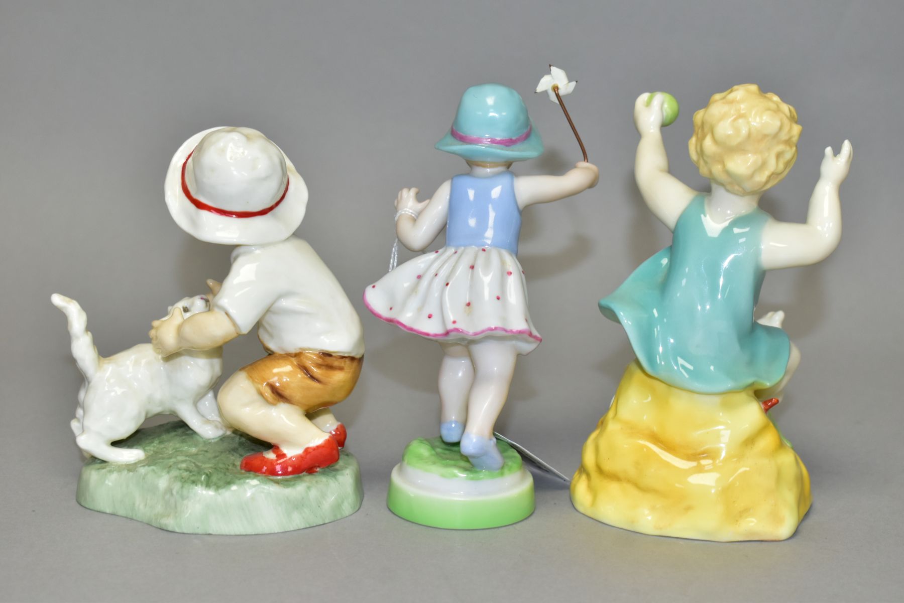 THRE ROYAL WORCESTER FIGURES, comprising 'Snowy' 3457, a small boy with a white cat, modelled by - Image 3 of 4