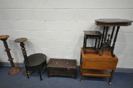 A SELECTION OF OCCASIONAL FURNITURE, to include a carved camphorwood style chest, width 69cm 32cm