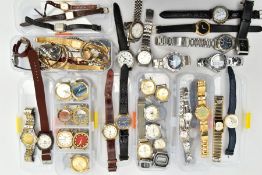 A SELECTION OF LADIES AND GENTS WRISTWATCHES, to include four small plastic boxes with various