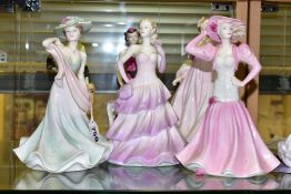 SIX COALPORT FIGURINES, comprising Perfect Moment 2672/7500, with Ladies of Fashion series: Summer