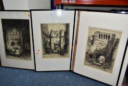 ALBANEY E. HOWARTH (1872-1936) THREE ETCHINGS SIGNED IN PENCIL, comprising 'The Chancel, Exeter', '