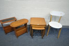 A NATHAN TEAK NEST OF THREE TABLES, largest table width 53cm x depth 48cm x height 50cm, along