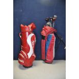 A SPALDING GOLF BAG and a Ben Sayer golf bag containing Petron, Howson, MacGregor etc golf clubs