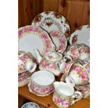 A FORTY TWO PIECE ROYAL ALBERT SERENA TEASET AND OTHER ROYAL ALBERT PLATES, Serena set comprising