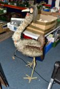 A LARGE FREESTANDING PLUSH COVERED EMU, approximate height 120cm, some damage to feet