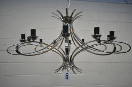 PENN CONTEMPORY TWELVE LIGHT NICKEL CHANDELIER, unsigned, diameter 90cm x drop 87cm (complete)