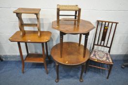 A SELECTION OF PERIOD OCCASIONAL FURNITURE, to include a mahogany circular occasional table, a