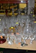 A QUANTITY OF CUT GLASS ETC, to include a set of six Capri Crystal wine glasses, a set of six