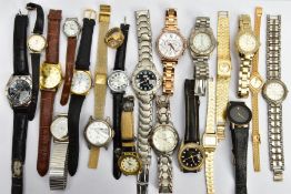 A BAG OF ASSORTED WRISTWATCHES, to include twenty wristwatches, names to include, Rotary, Gillex,