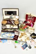 A BOX OF ASSORTED COSTUME JEWELLERY, to include a Christian Dior gold tone and imitation pearl