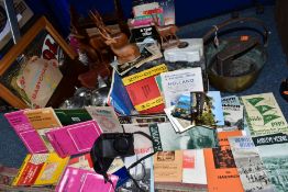 THREE BOXES AND LOOSE METALWARES, EPHEMERA AND SUNDRY ITEMS,