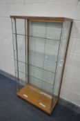 A SHOP/COLLECTORS DISPLAY CABINET, with four glass shelves, and double sliding doors, width 78cm x