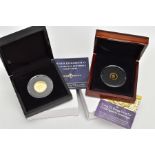 A BOXED PAIR OF GOLD COINS, to include a long to reign over us gold proof unites 2015 to Tristan