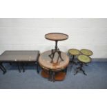 A QUANTITY OF MAHOGANY OCCASIONAL FURNITURE, to include a circular nesting table, with glass