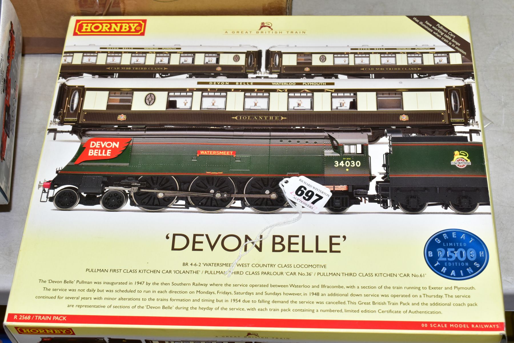 A BOXED HORNBY RAILWAYS OO GAUGE DEVON BELLE LIMITED EDITION GREAT BRITISH TRAIN PACK, No.R2568,