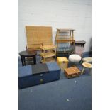 A SELECTION OF OCCASIONAL FURNITURE, to include a French style gilt coffee table, a demi lune table,