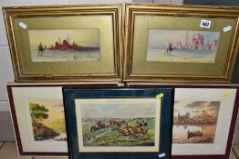 FOUR MALTESE AND TWO ARABIC WATERCOLOURS ETC, comprising two by Joseph Galia 'Entrance of Grand