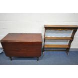 A VICTORIAN MAHOGANY GATE LEG TABLE (repaired leg) and a dresser top (2)
