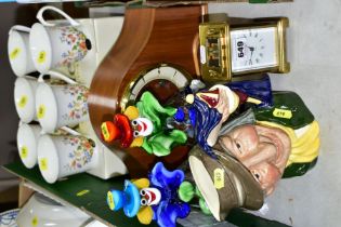 SIX ITEMS INCLUDING A BAYARD EIGHT DAY GLASS CASED CARRIAGE CLOCK, a Royal Doulton 'Punch & Judy'