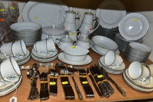 A NORITAKE 'RANIER' PATTERN PART DINNER SERVICE, AND STAINLESS STEEL CUTLERY, a quantity of