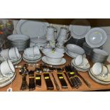 A NORITAKE 'RANIER' PATTERN PART DINNER SERVICE, AND STAINLESS STEEL CUTLERY, a quantity of