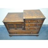 HEAL & SONS LTD OF LONDON, AN EARLY 20TH CENTURY OAK STEPPED CHEST OF DRAWERS, comprising three