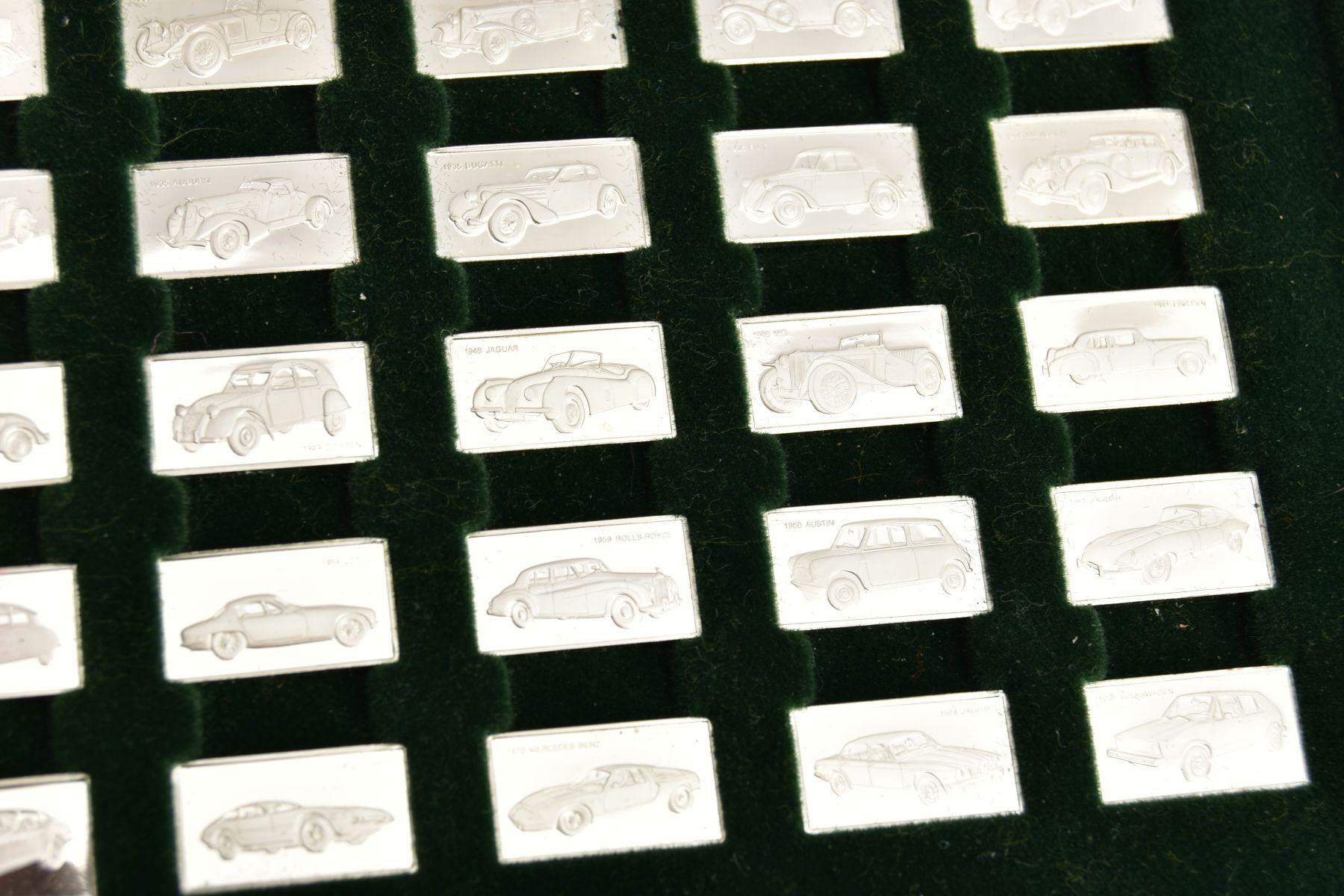 THE 100 GREATEST CARS SILVER MINIATURE COLLECTION, a complete cased set of miniature silver bars - Bild 7 aus 7