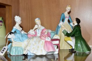 TWO ROYAL DOULTON FIGURE GROUPS, comprising The Love Letter HN 2149, and The Suitor HN 2132 (