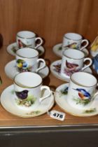 A SET OF SIX ROYAL WORCESTER FOR COMPTON & WOODHOUSE 'BEST-LOVED BIRDS' CUP AND SAUCER COLLECTION,