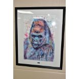 JIAN CHEN (BRITISH CONTEMPORARY) A CONTEMPORARY AND VIBRANT PORTRAIT OF A GORILLA, signed lower