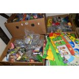 FOUR BOXES CONTAINING OVER 200 MCDONALDS HAPPY MEAL TOYS, IN SEALED PACKETS (DISNEY ETC) , also a