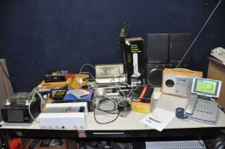 A COLLECTION OF HOUSEHOLD ELECTRICALS including a Pure DAB radio (missing one speaker grille), an