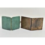 TWO EARLY 20TH CENTURY CIGARETTE CASES, the first lined in shagreen, stamped made in England, the