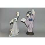 TWO LLADRO FIGURES OF GIRLS, comprising Japanese with fan, No. 4991, sculpted by Salvador Debon,