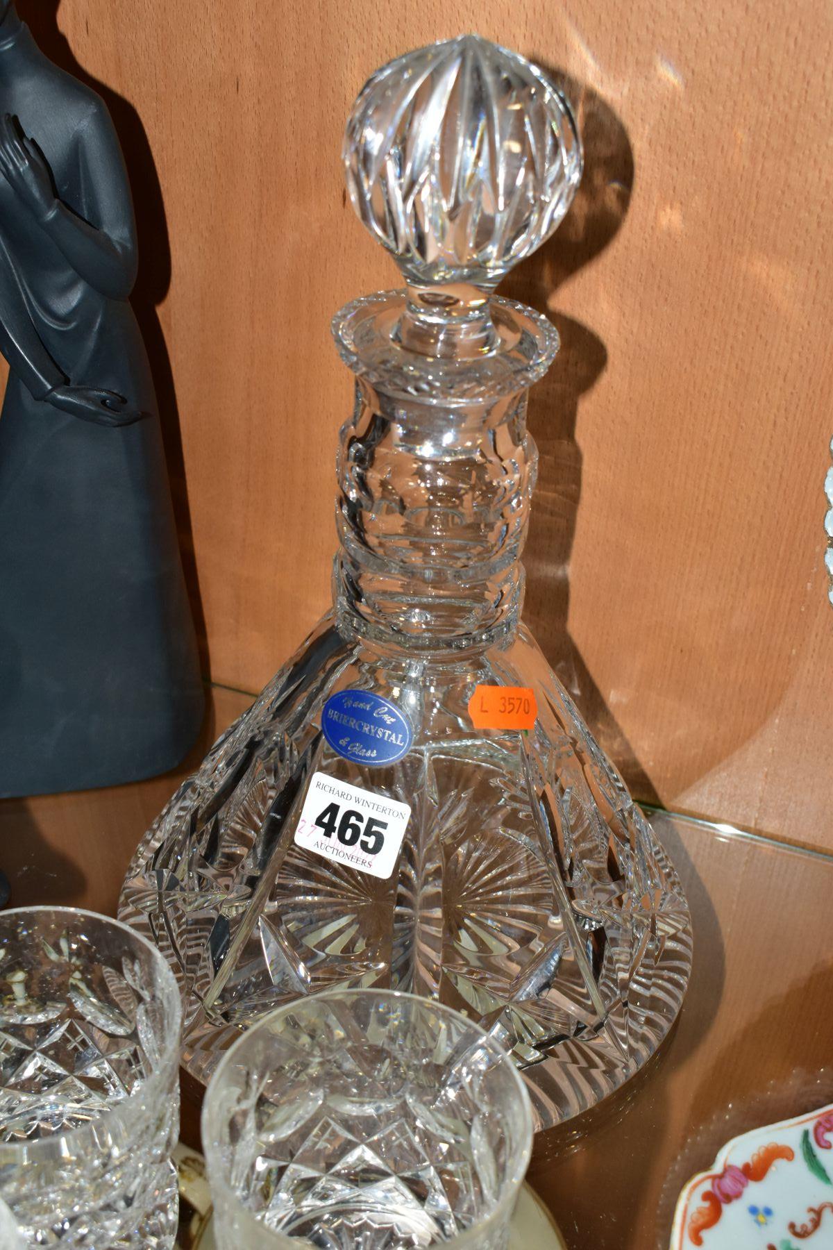 A BRIERCRYSTAL DECANTER OF CONICAL FORM, WITH STOPPER, height 29cm, together with four assorted - Bild 3 aus 7
