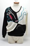 A ZANDRA RHODES 'MAGIC HEAD' JUMPER FROM THE 1987 SPRING / SUMMER VENETION PALAZZO COLLECTION,