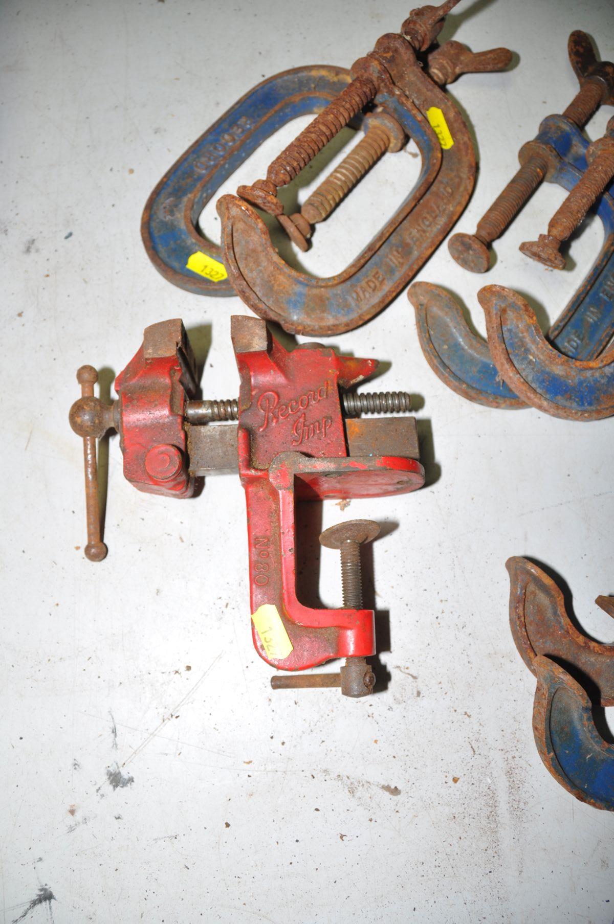 SIX RECORD No4 G-CLAMPS (some rust), along with a Record No80 vice - Bild 3 aus 3