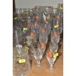 A COLLECTION OF DRINKING GLASSES, ETC to include six small wine, four large wine, various whisky,