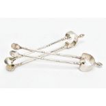 A PAIR OF VICTORIAN SILVER SUGAR TONGS, with shell bowls, scrolling terminal and twisted finial,