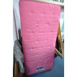 A SLEEPMASTER PINK COLOURED SINGLE MATTRESS