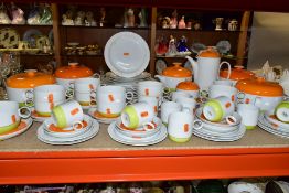 A SIXTY NINE PIECE ROSENTHAL DUO DINNER SERVICE, designed by Ambrogio Pozzi, in orange, white and