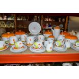 A SIXTY NINE PIECE ROSENTHAL DUO DINNER SERVICE, designed by Ambrogio Pozzi, in orange, white and