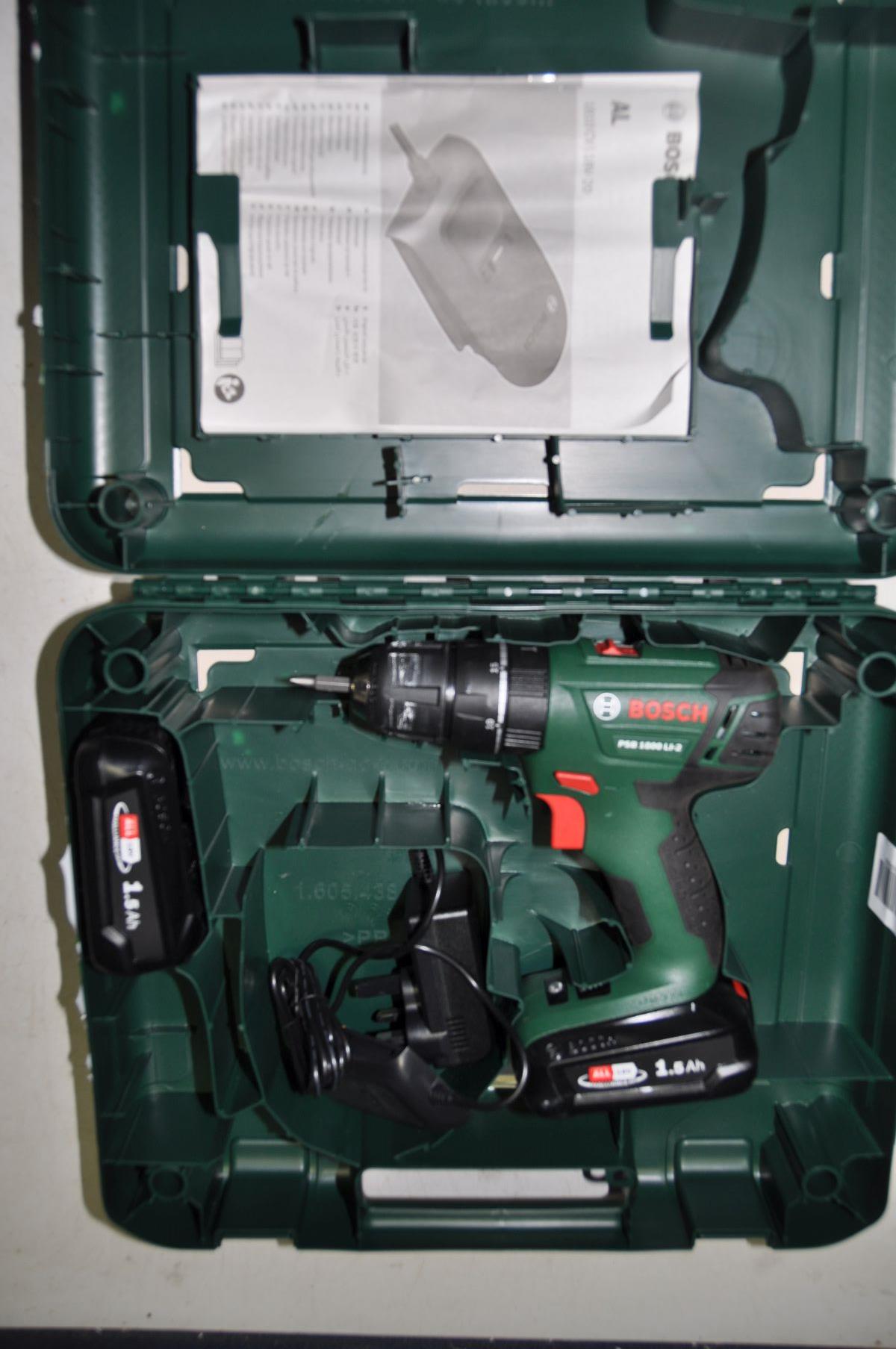 A BOXED BOSCH PSB 1800 LI-2 CORDLESS DRILL, with two chargers and charger (PAT pass, working, and - Bild 2 aus 2