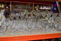 A QUANTITY OF CUT CRYSTAL AND OTHER GLASSWARES, approximately sixty pieces to include a Dartington