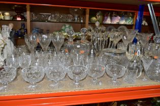 A QUANTITY OF CUT CRYSTAL AND OTHER GLASSWARES, approximately sixty pieces to include a Dartington