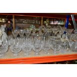 A QUANTITY OF CUT CRYSTAL AND OTHER GLASSWARES, approximately sixty pieces to include a Dartington