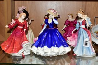 SIX ROYAL DOULTON FIGURE OF THE YEAR FIGURINES 1991-1996, comprising 'Amy' HN3316, 'Mary' HN3375, '